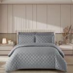 Lenjerie de pat damasc Luxury hotelier – cu elastic – 4 piese, Model 16945