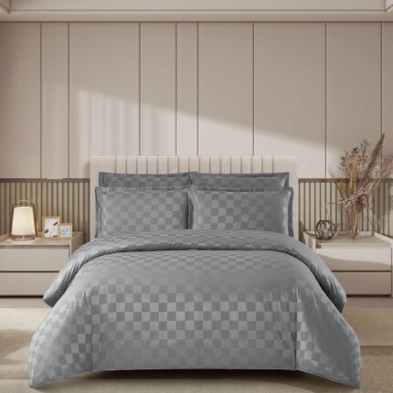 Lenjerie de pat damasc Luxury hotelier – cu elastic – 4 piese, Model 16945