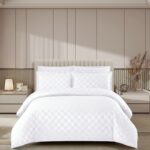 Lenjerie de pat damasc Luxury hotelier – cu elastic – 4 piese, Model 17020