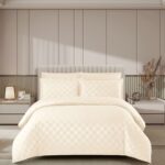 Lenjerie de pat damasc Luxury hotelier – cu elastic – 4 piese, Model 17021