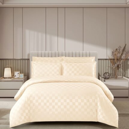 Lenjerie de pat damasc Luxury hotelier – cu elastic – 4 piese, Model 17023
