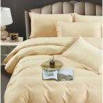 Lenjerie de pat damasc premium cu elastic – 6 piese, Model 8016 - imagine 2