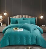 Lenjerie de pat damasc premium cu elastic – 6 piese, Model 9942 - imagine 3