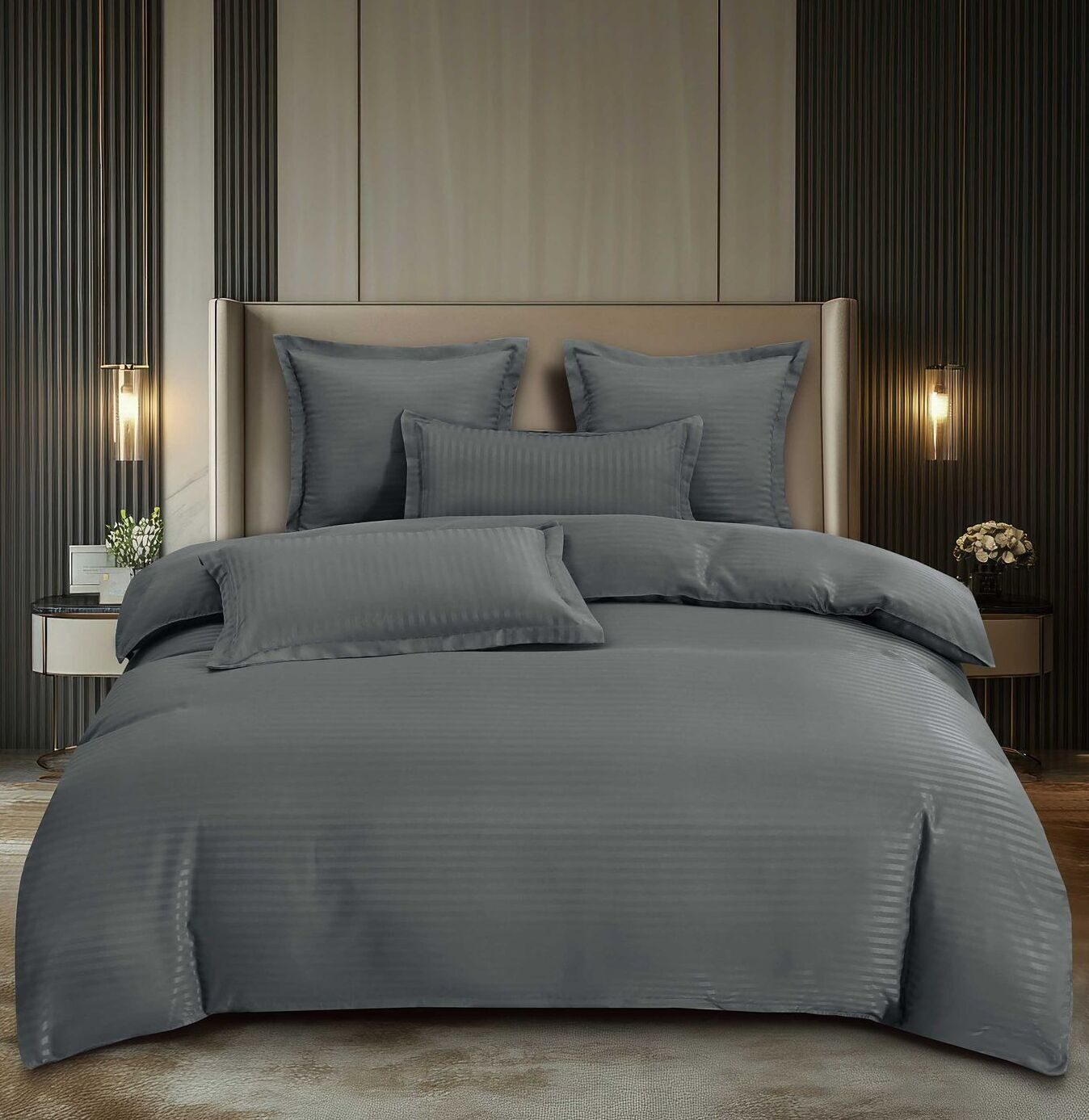 Lenjerie de pat damasc Premium gama Horeca – 6 piese, Model 16759 - imagine 2 Lenjerie de pat damasc Premium gama Horeca – 6 piese, Model 16759 - imagine 2