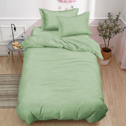 Lenjerie de pat damasc PREMIUM gama Horeca – cu elastic 1 persoana – 4 piese, Model 17446