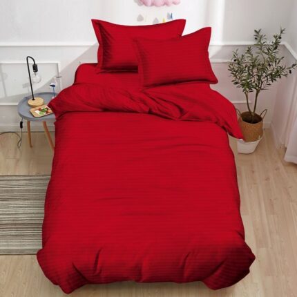 Lenjerie de pat damasc PREMIUM gama Horeca – cu elastic 1 persoana – 4 piese, Model 17455