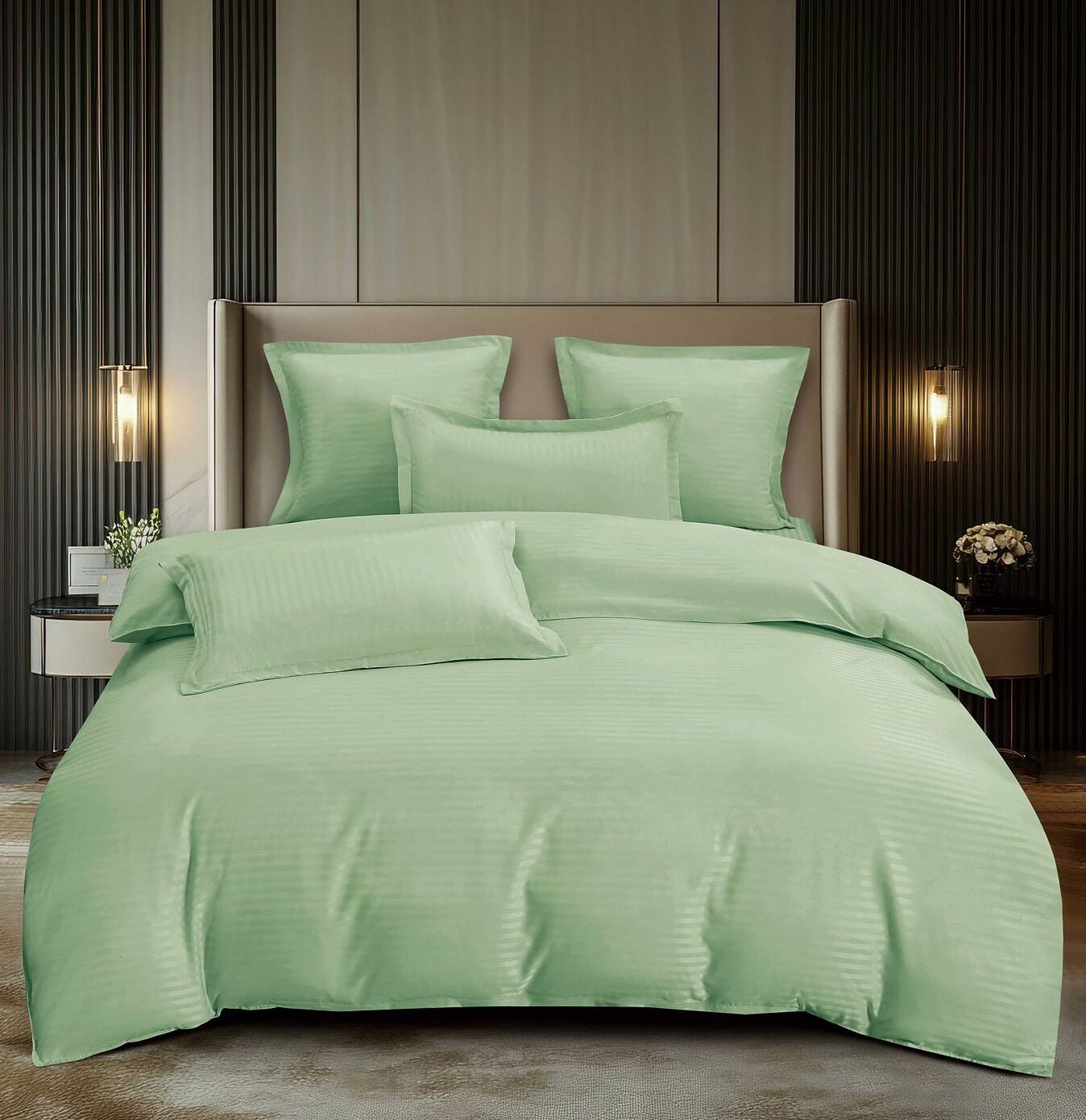 Lenjerie de pat damasc Premium gama Horeca – cu elastic – 6 piese, Model 16768 - imagine 2 Lenjerie de pat damasc Premium gama Horeca – cu elastic – 6 piese, Model 16768 - imagine 2
