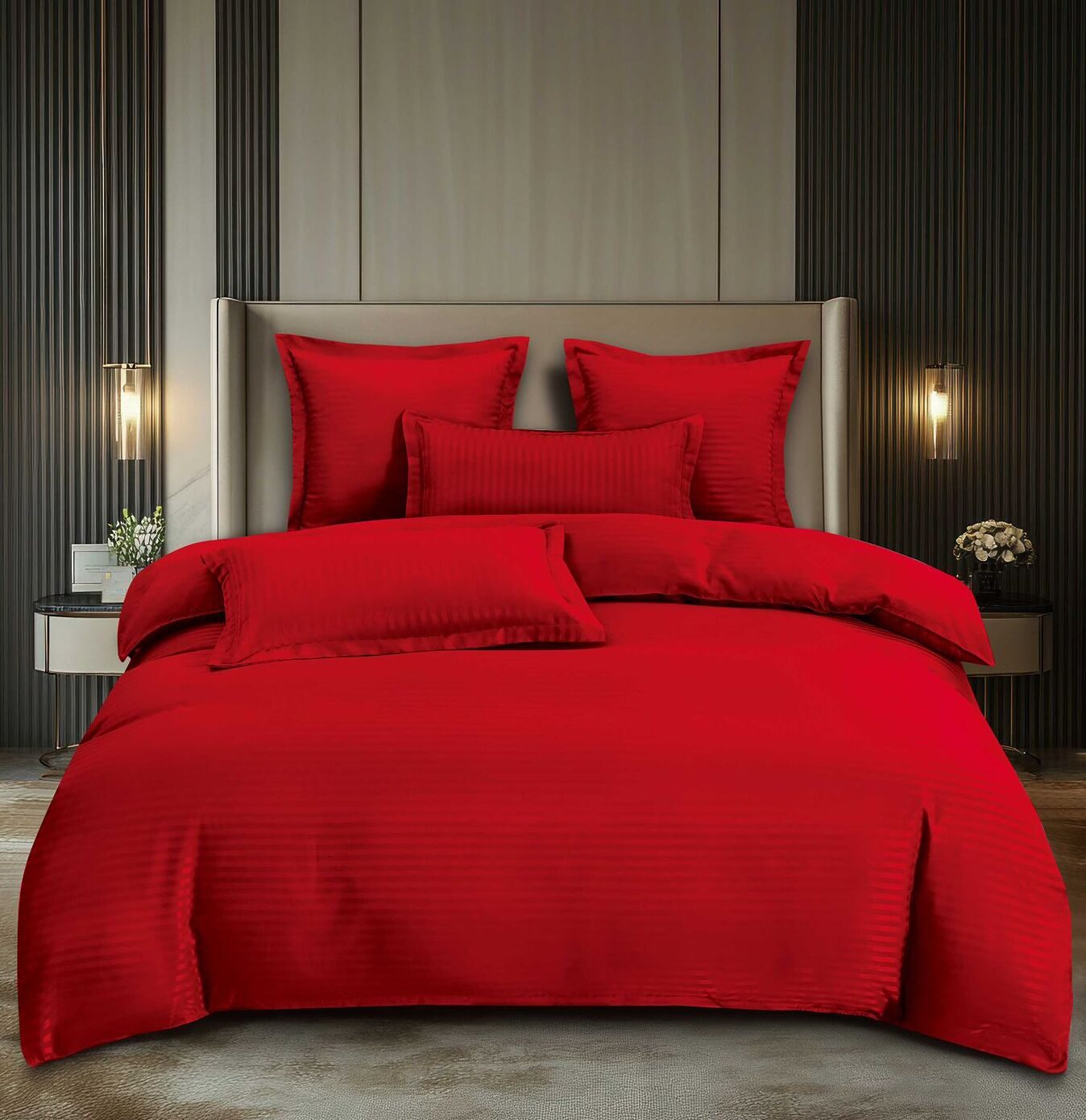 Lenjerie de pat damasc Premium gama Horeca – cu elastic – 6 piese, Model 16769 - imagine 2 Lenjerie de pat damasc Premium gama Horeca – cu elastic – 6 piese, Model 16769 - imagine 2