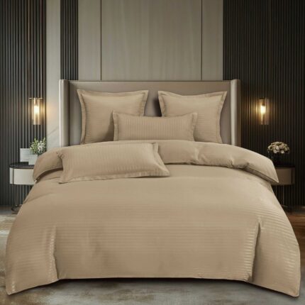 Lenjerie de pat damasc Premium gama Horeca – cu elastic – 6 piese, Model 16772 - imagine 2