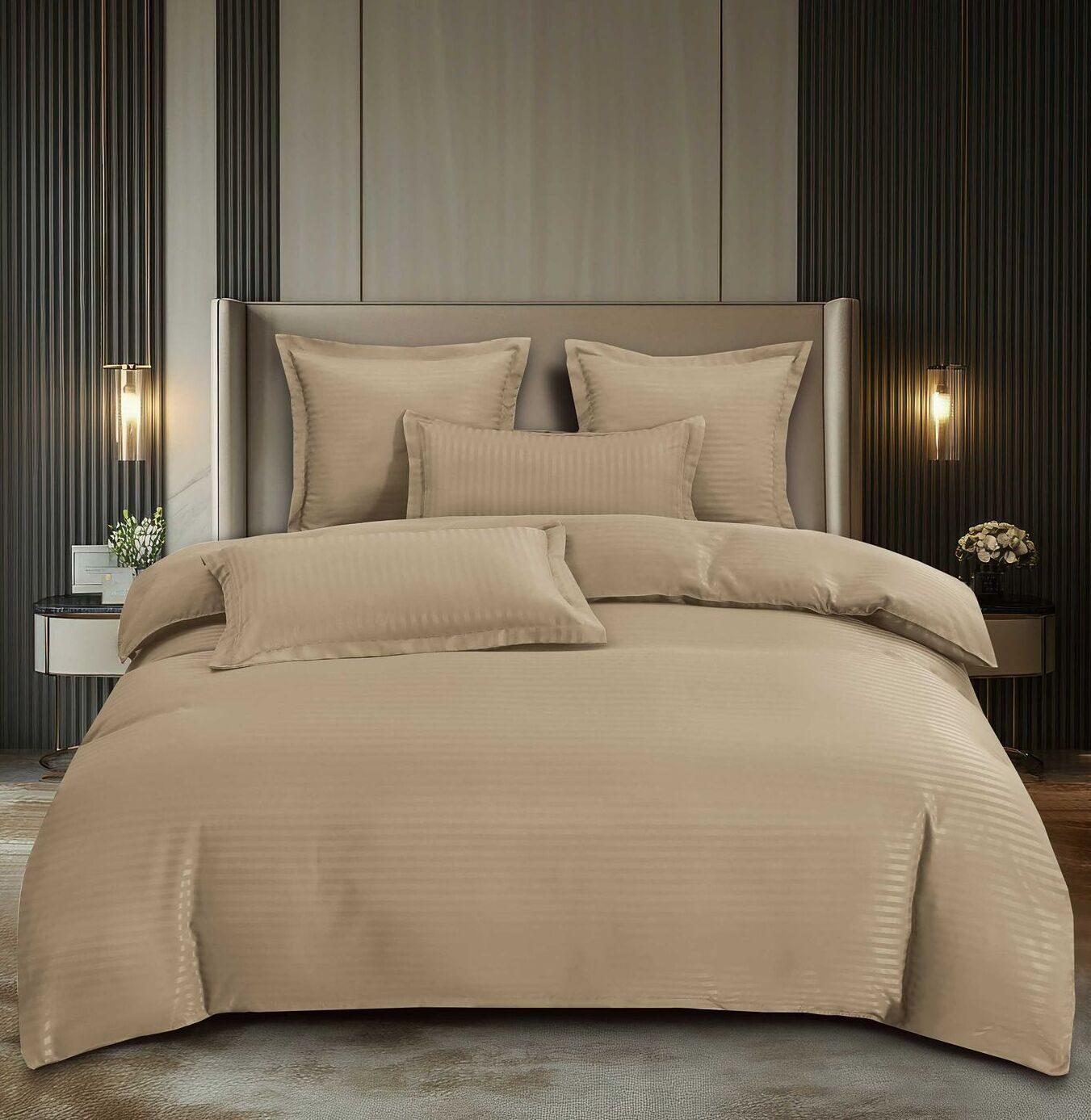 Lenjerie de pat damasc Premium gama Horeca – cu elastic – 6 piese, Model 16772 - imagine 2 Lenjerie de pat damasc Premium gama Horeca – cu elastic – 6 piese, Model 16772 - imagine 2