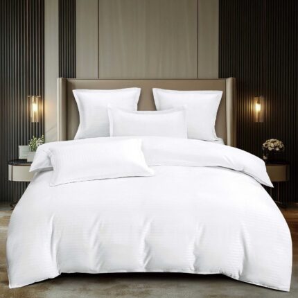 Lenjerie de pat damasc Premium gama Horeca – cu elastic – 6 piese, Model 16773 - imagine 2