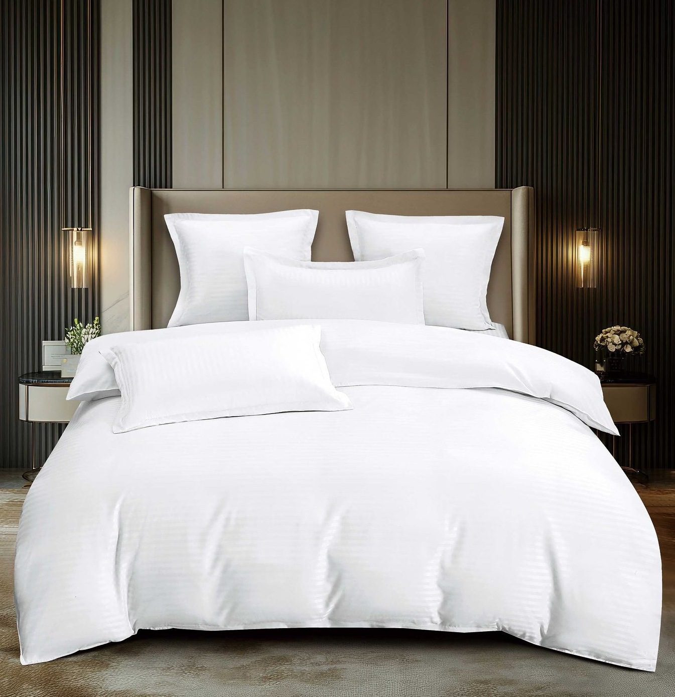 Lenjerie de pat damasc Premium gama Horeca – cu elastic – 6 piese, Model 16773 - imagine 2 Lenjerie de pat damasc Premium gama Horeca – cu elastic – 6 piese, Model 16773 - imagine 2