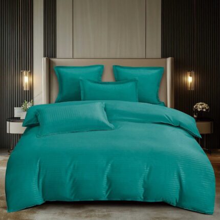 Lenjerie de pat damasc Premium gama Horeca – cu elastic – 6 piese, Model 16777 - imagine 2