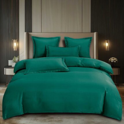 Lenjerie de pat damasc Premium gama Horeca – cu elastic – 6 piese, Model 16778 - imagine 2