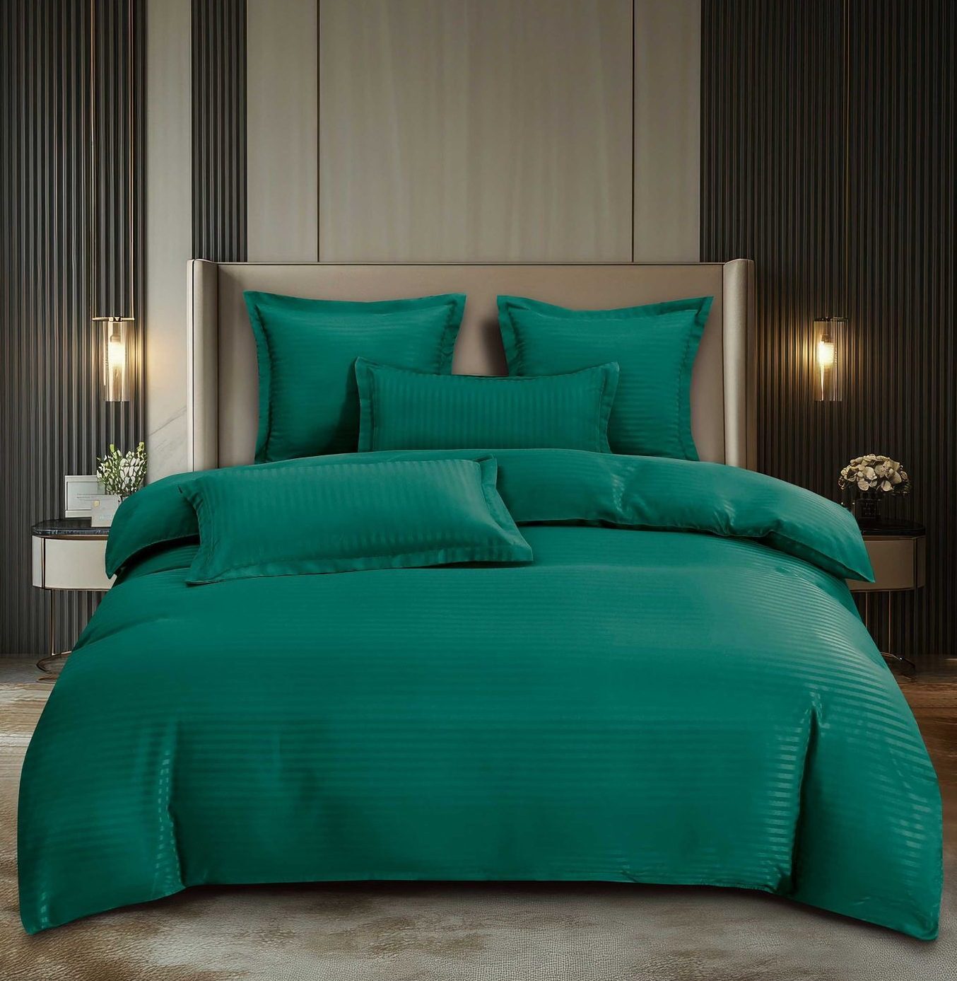 Lenjerie de pat damasc Premium gama Horeca – cu elastic – 6 piese, Model 16778 - imagine 2 Lenjerie de pat damasc Premium gama Horeca – cu elastic – 6 piese, Model 16778 - imagine 2