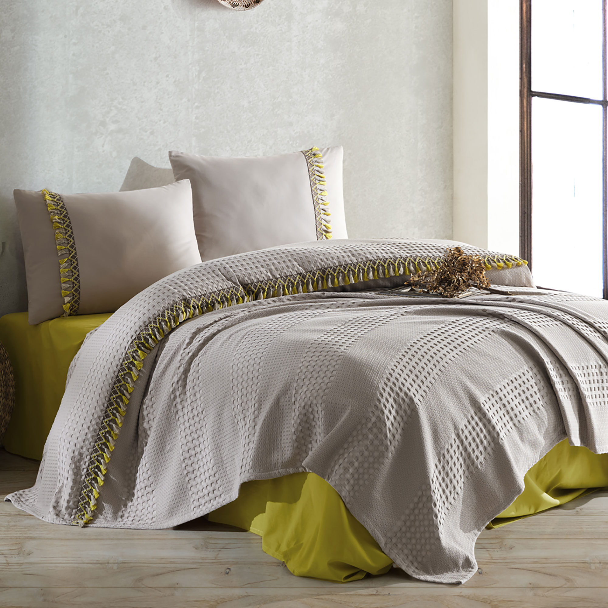 Lenjerie de pat – de vara – Bohaline Pique 100% Bumbac – 4 piese, Model 16062 - imagine 3 Lenjerie de pat – de vara – Bohaline Pique 100% Bumbac – 4 piese, Model 16062 - imagine 3
