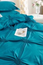 Lenjerie de pat finet cu inimi brodate – 6 piese, Model 5704 - imagine 3