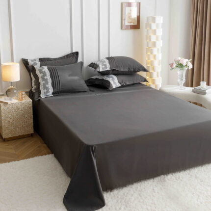 Lenjerie de pat finet cu inimi brodate – 6 piese, Model 5707