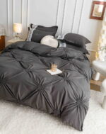 Lenjerie de pat finet cu inimi brodate – 6 piese, Model 5707 - imagine 4