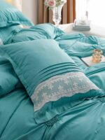 Lenjerie de pat finet cu inimi brodate – 6 piese, Model 5708 - imagine 2
