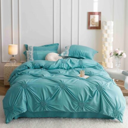 Lenjerie de pat finet cu inimi brodate – 6 piese, Model 5708 - imagine 7