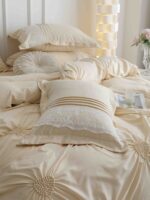 Lenjerie de pat finet cu inimi brodate – 6 piese, Model 5709 - imagine 2