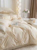 Lenjerie de pat finet cu inimi brodate – 6 piese, Model 5709 - imagine 3