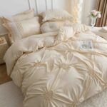 Lenjerie de pat finet cu inimi brodate – 6 piese, Model 5709 - imagine 5