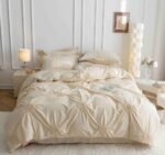 Lenjerie de pat finet cu inimi brodate – 6 piese, Model 5709 - imagine 6