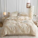 Lenjerie de pat finet cu inimi brodate – 6 piese, Model 5709 - imagine 6