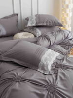 Lenjerie de pat finet cu inimi brodate – 6 piese, Model 5710 - imagine 2