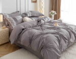 Lenjerie de pat finet cu inimi brodate – 6 piese, Model 5710 - imagine 4