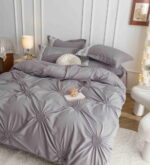 Lenjerie de pat finet cu inimi brodate – 6 piese, Model 5710 - imagine 5