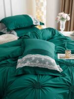Lenjerie de pat finet cu inimi brodate – 6 piese, Model 5712 - imagine 2