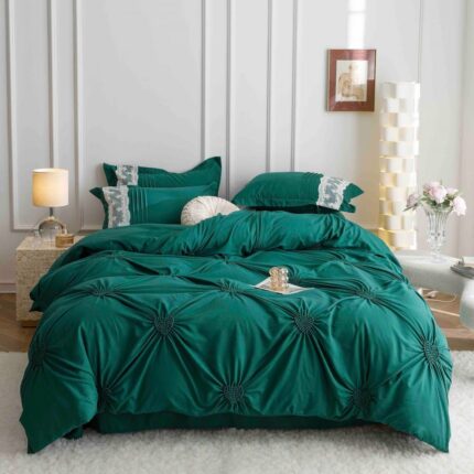 Lenjerie de pat finet cu inimi brodate – 6 piese, Model 5712 - imagine 6