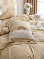Lenjerie de pat finet cu inimi brodate – 6 piese, Model 5713 - imagine 2