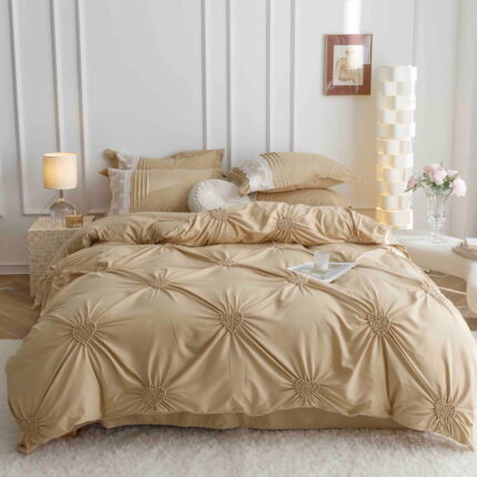 Lenjerie de pat finet cu inimi brodate – 6 piese, Model 5713 - imagine 6