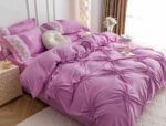 Lenjerie de pat finet cu inimi brodate – 6 piese, Model 5716 - imagine 4