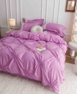 Lenjerie de pat finet cu inimi brodate – 6 piese, Model 5716 - imagine 5