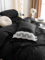 Lenjerie de pat finet cu inimi brodate – 6 piese, Model 5717 - imagine 2