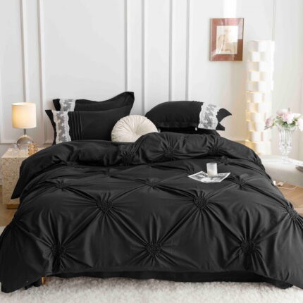 Lenjerie de pat finet cu inimi brodate – 6 piese, Model 5717 - imagine 6