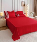 Lenjerie de pat finet cu inimi brodate – 6 piese, Model 5718