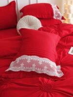 Lenjerie de pat finet cu inimi brodate – 6 piese, Model 5718 - imagine 2