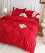 Lenjerie de pat finet cu inimi brodate – 6 piese, Model 5718 - imagine 5