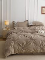 Lenjerie de pat finet cu inimi brodate – 6 piese, Model 9934 - imagine 4