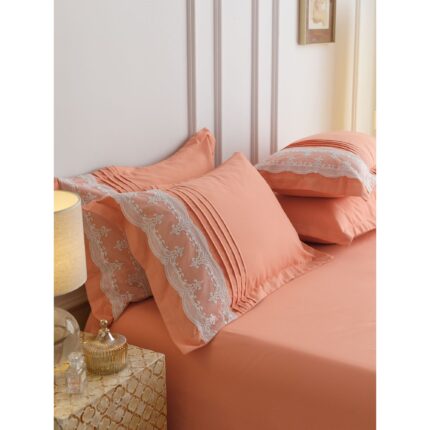 Lenjerie de pat finet cu inimi brodate – 6 piese, Model 9935