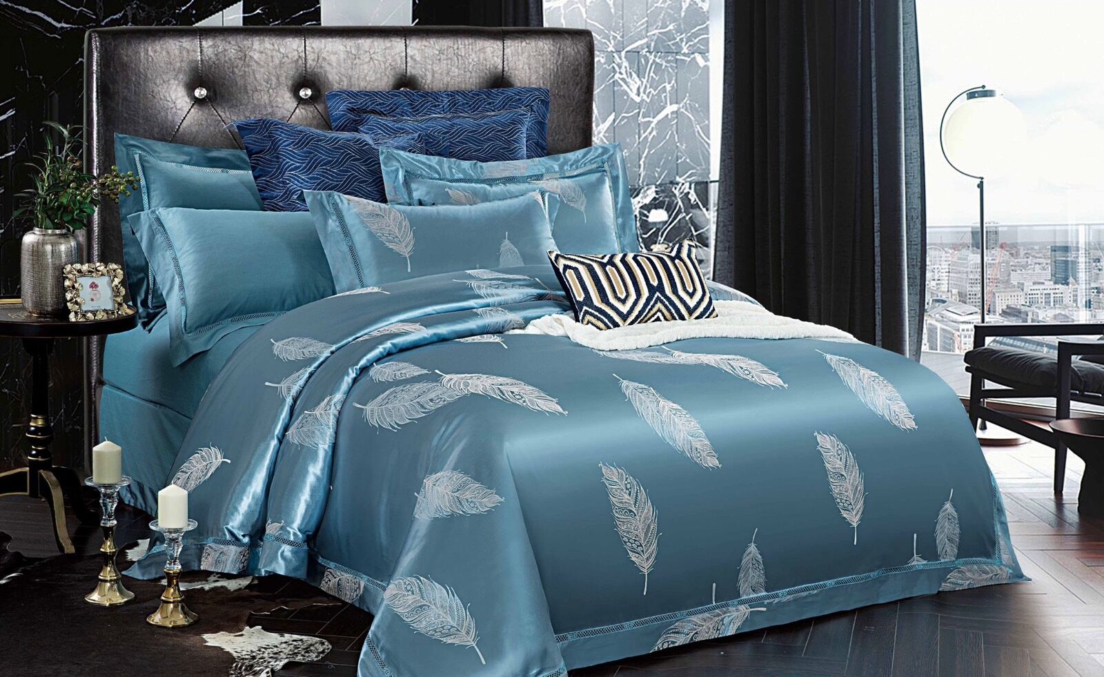 Lenjerie de pat Jacquard bumbac 100% – 6 piese, Model 12176 Lenjerie de pat Jacquard bumbac 100% – 6 piese, Model 12176