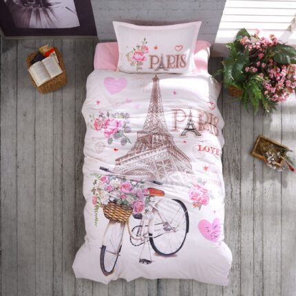 Lenjerie de pat Ranforce 100% bumbac – Paris Love – 1 persoana – 3 piese, Model 16963