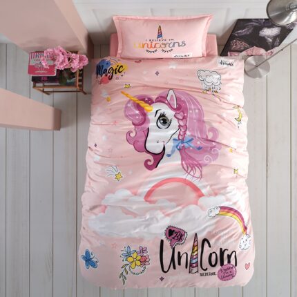 Lenjerie de pat Ranforce 100% bumbac – Pink Dreams – 1 persoana – 3 piese, Model 16962