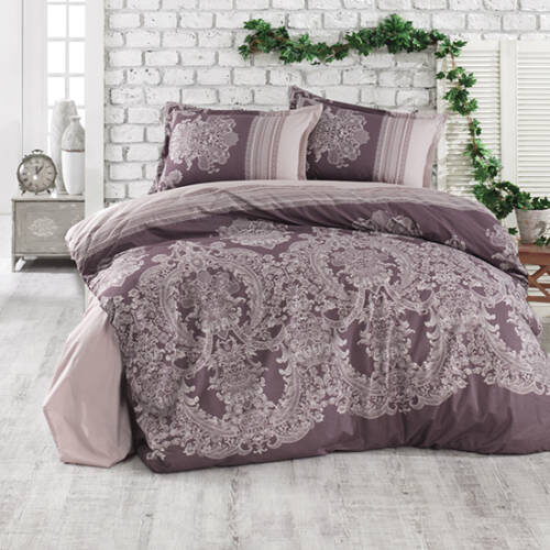 Lenjerie de pat ranforce Clasy King size, Model 15574 Lenjerie de pat ranforce Clasy King size, Model 15574